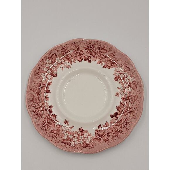 JG Meakin Teacup Saucer Romantic England Anne Hathaway Ironstone China Red Vtg - Picture 12 of 16